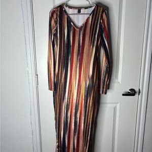 SHEIN Black and Orange V-Neck Bodycon Dress